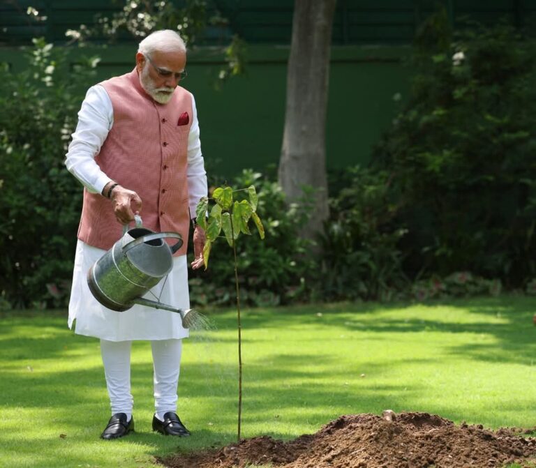 प्रधानमंत्री मोदी ने विश्व पर्यावरण दिवस पर लगाया सिंदूर का पौधा, कहा - यह नारीशक्ति के शौर्य का प्रतीक बनेगा
