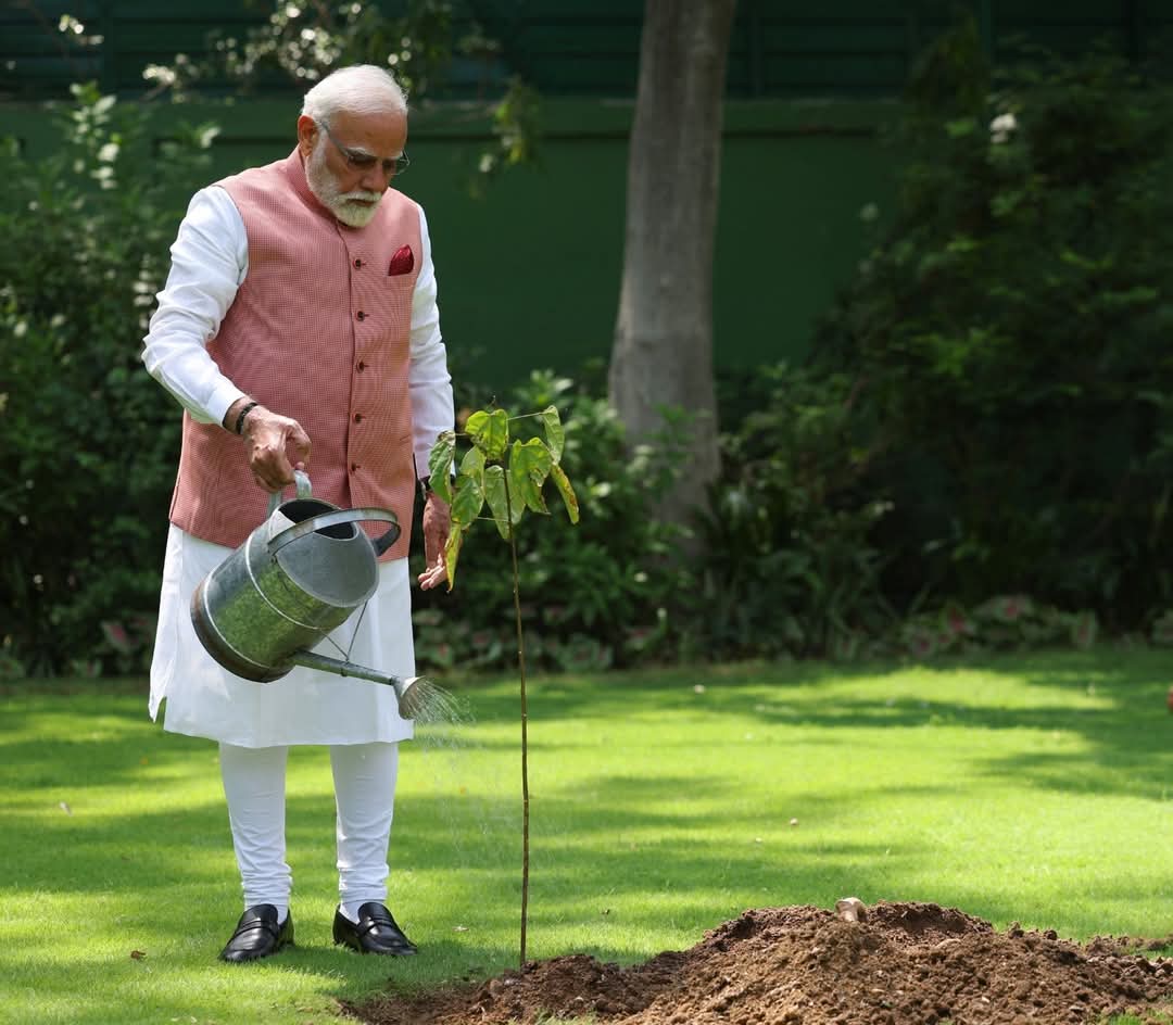 प्रधानमंत्री मोदी ने विश्व पर्यावरण दिवस पर लगाया सिंदूर का पौधा, कहा - यह नारीशक्ति के शौर्य का प्रतीक बनेगा
