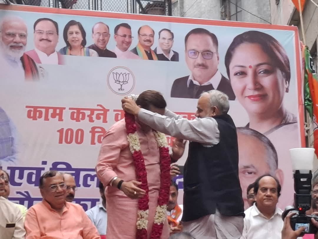 सदर बाजार में, अरविन्द गर्ग जी, का स्वागत, दिल्ली सरकार की 100 दिन की उपलब्धियों का जश्न