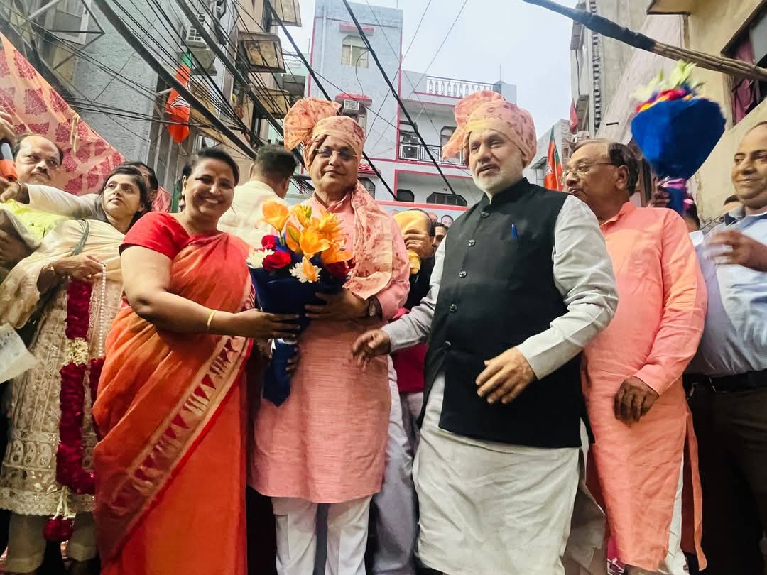 सदर बाजार में, अरविन्द गर्ग जी, का स्वागत, दिल्ली सरकार की 100 दिन की उपलब्धियों का जश्न