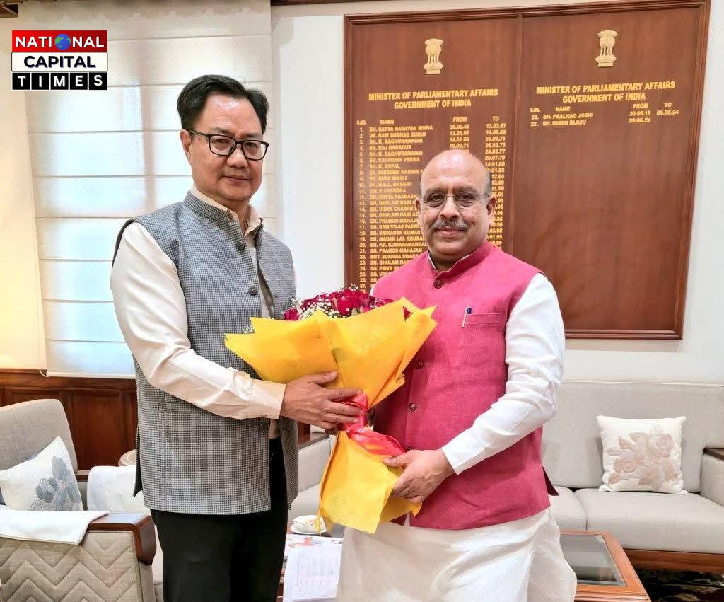 विधानसभा अध्यक्ष विजेंद्र गुप्ता ने केंद्रीय मंत्री किरेन रिजिजू से की शिष्टाचार भेंट, NeVA परियोजना पर हुई चर्चा