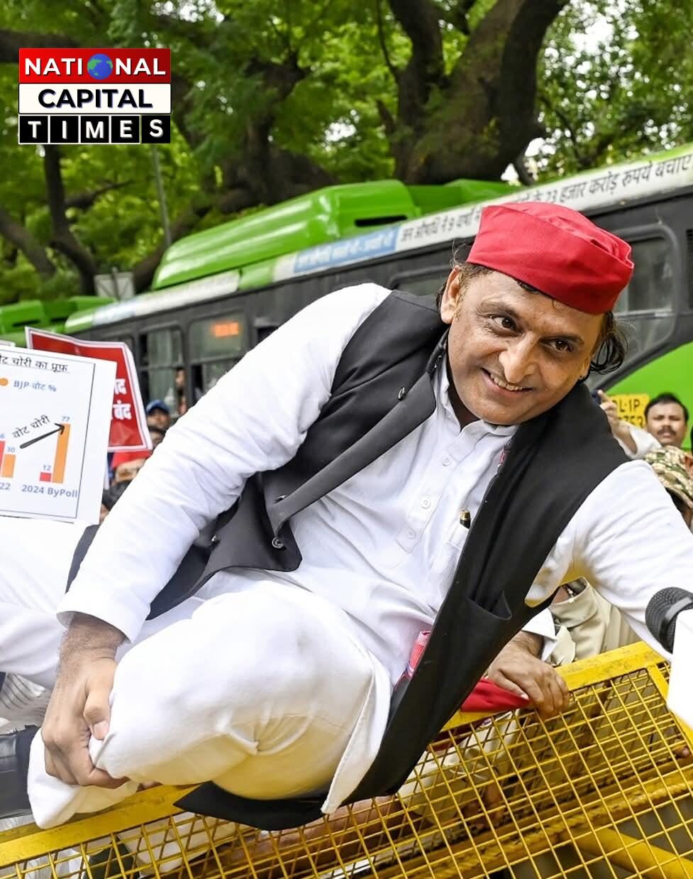 Delhi: में विपक्षी सांसदों का मार्च, पुलिस ने रोका – अखिलेश यादव बैरिकेड कूदे, राहुल गांधी हिरासत में